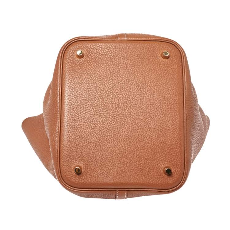 Pre Owned Hermes Gold Clemence Leather Gold Hardware Picotin Lock 22 Bag