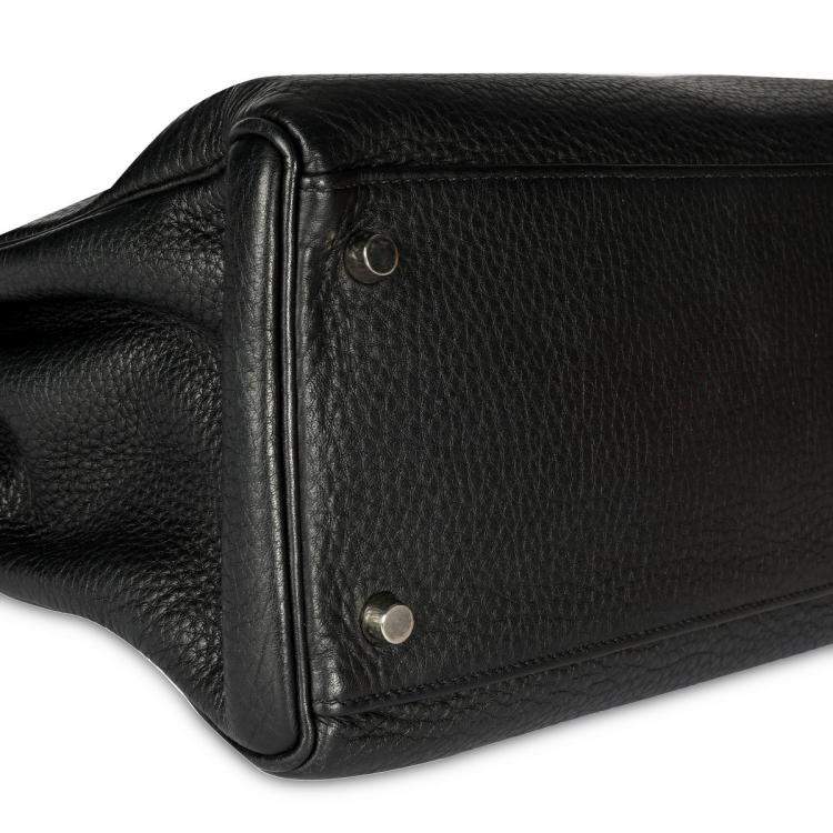 Pre Owned Hermes Black Clemence Leather Kelly Retourne 35 Bag