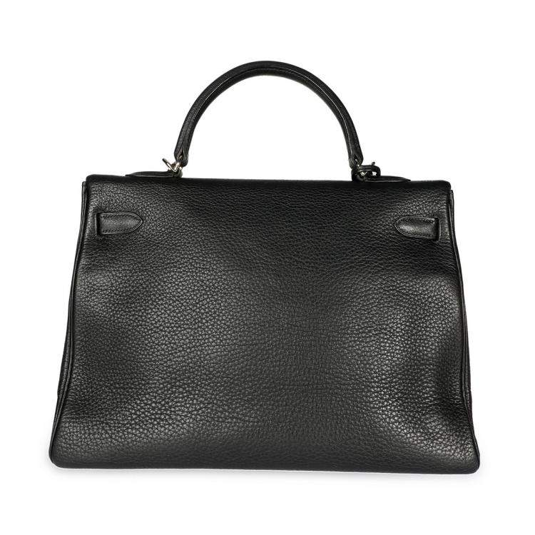 Pre Owned Hermes Black Clemence Leather Kelly Retourne 35 Bag
