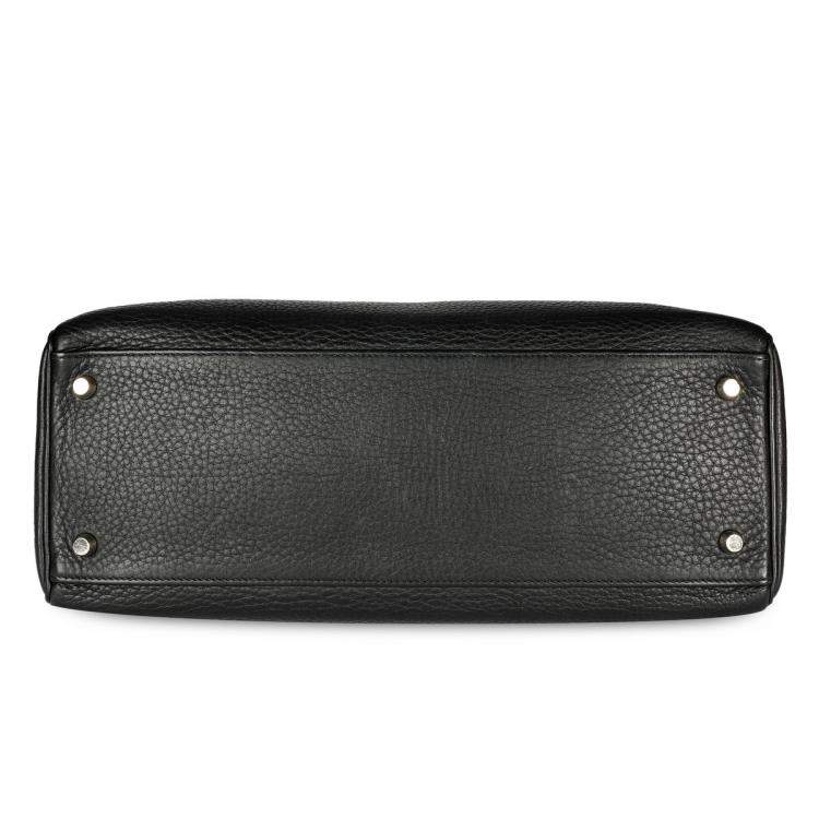 Pre Owned Hermes Black Clemence Leather Kelly Retourne 35 Bag