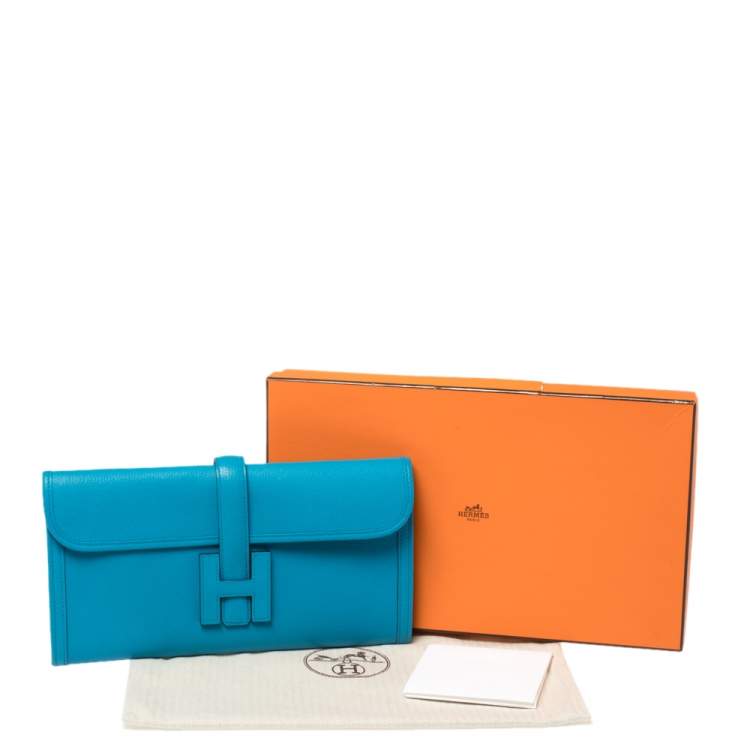 Pre Owned Hermés Bleu Zanzibar Chevre Leather Elan Jige 29 Clutch