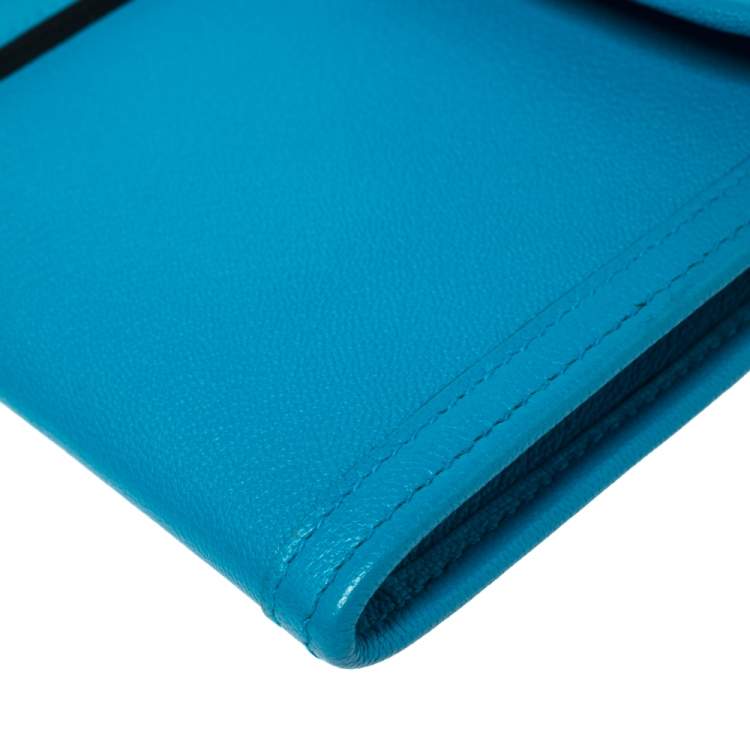 Pre Owned Hermés Bleu Zanzibar Chevre Leather Elan Jige 29 Clutch