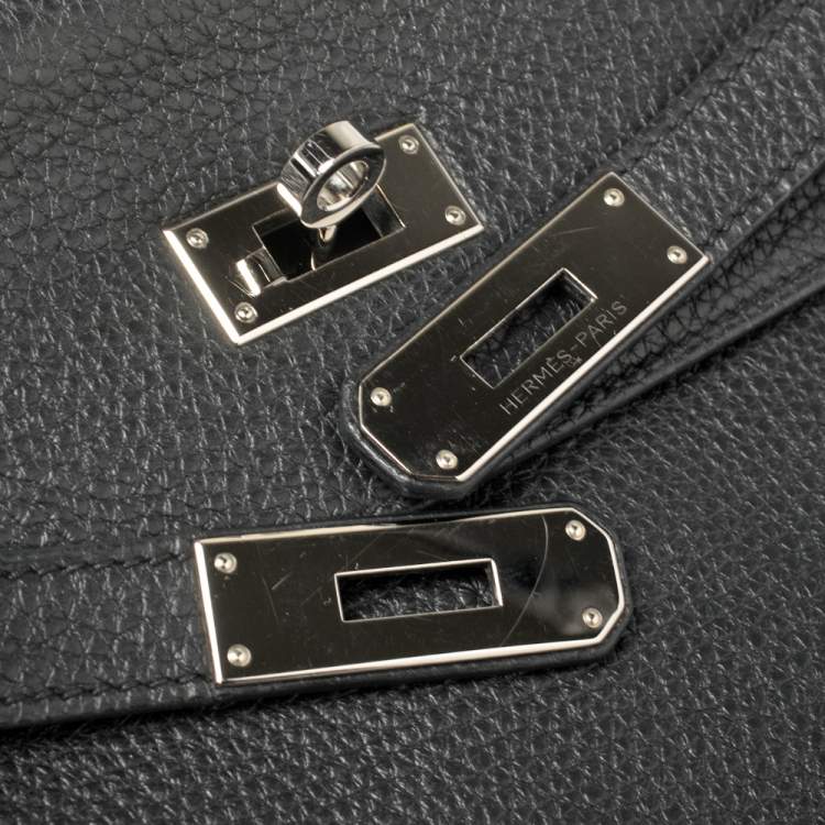 Pre Owned Hermés Noir Togo Leather Palladium Hardware Kelly Retourne 32 Bag