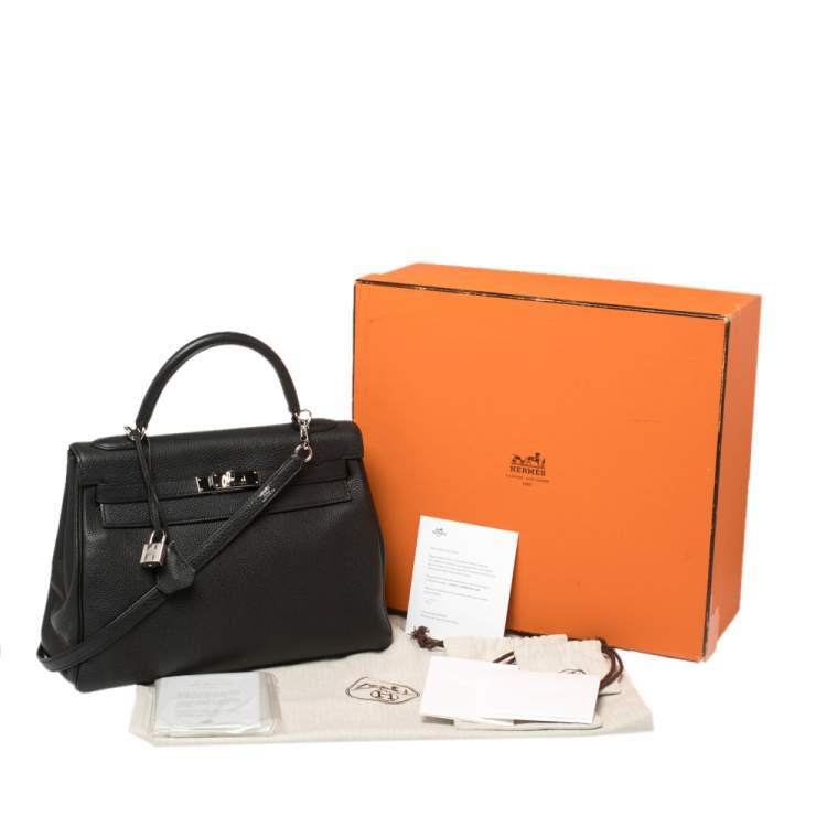 Pre Owned Hermés Noir Togo Leather Palladium Hardware Kelly Retourne 32 Bag
