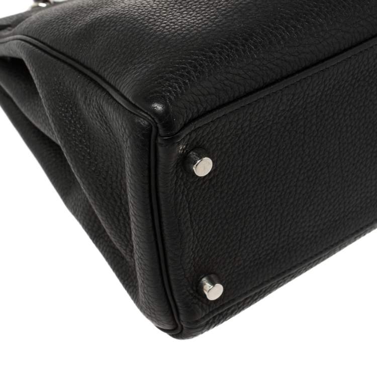 Pre Owned Hermés Noir Togo Leather Palladium Hardware Kelly Retourne 32 Bag