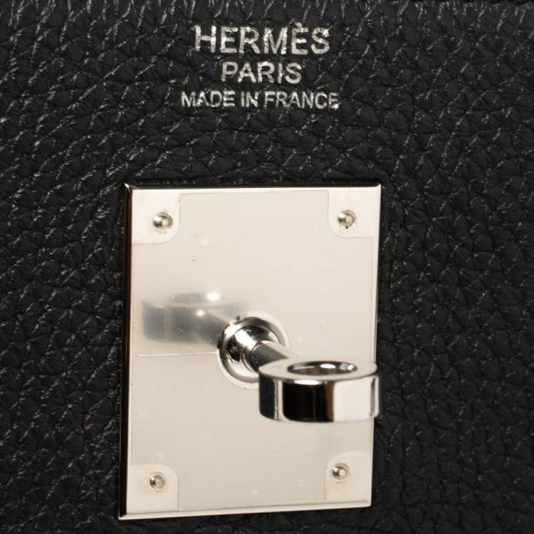 Pre Owned Hermés Noir Togo Leather Palladium Hardware Kelly Retourne 32 Bag
