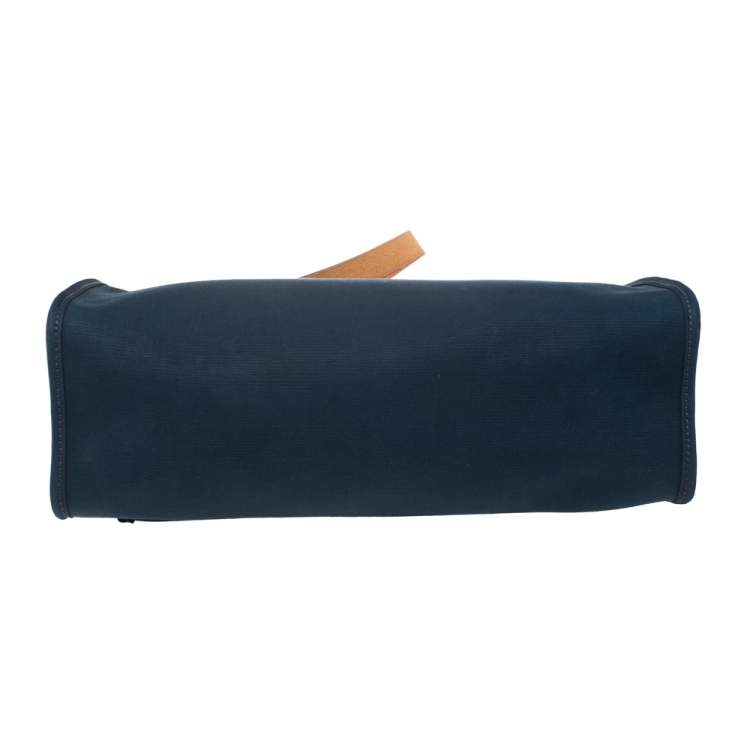 Pre Owned Hermes Bleu De Malte/Natural Canvas And Leather Herbag Zip 31 Bag