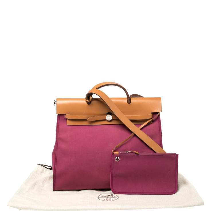 مملوكة مسبقًا Hermes Tosca/Natural Canvas and Leather Herbag Zip 39 Bag