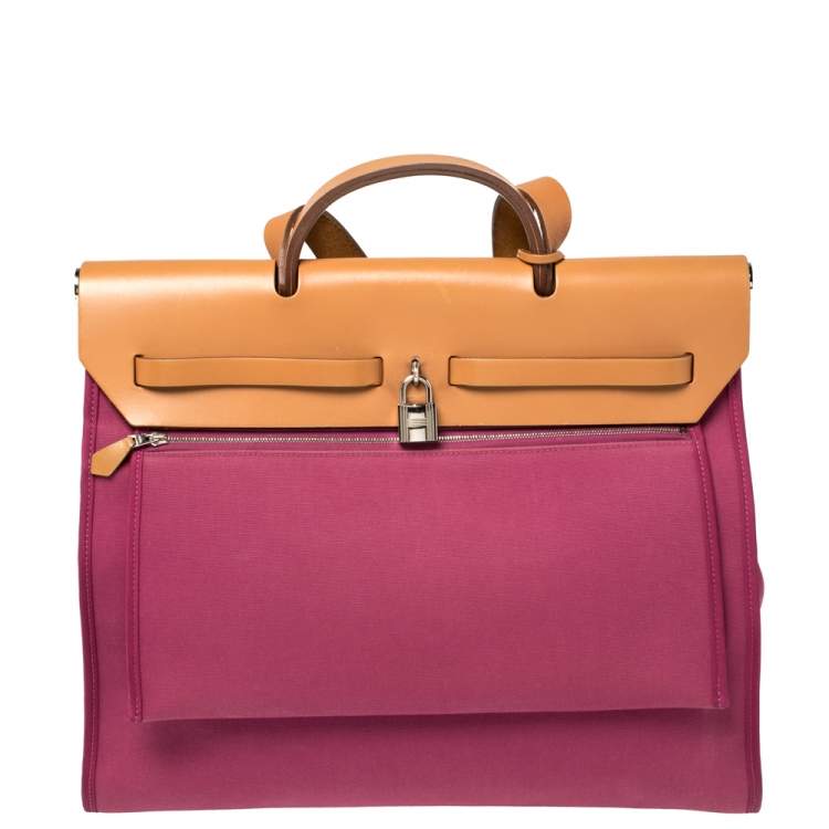مملوكة مسبقًا Hermes Tosca/Natural Canvas and Leather Herbag Zip 39 Bag