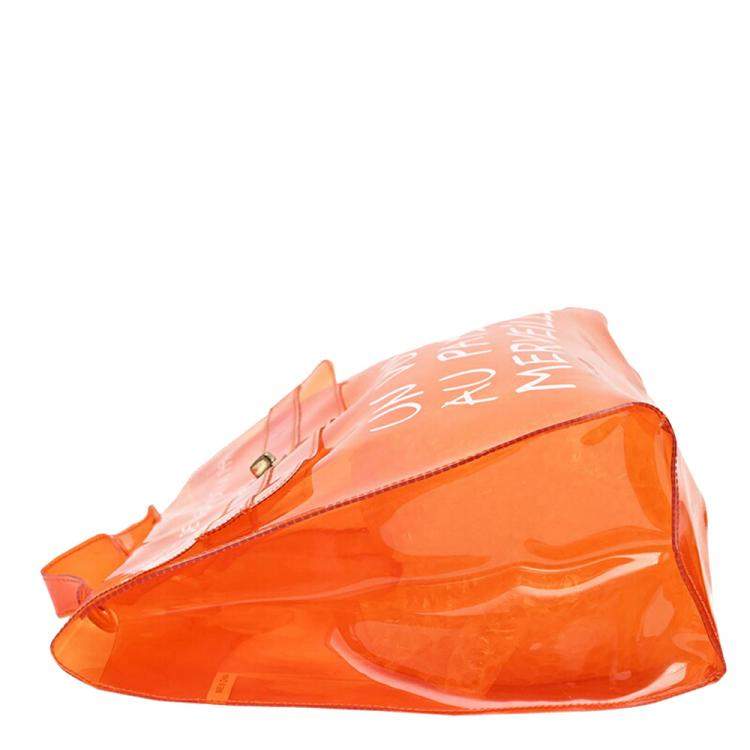 Pre Owned Hermes Orange Vinyl Kelly Tote Bag