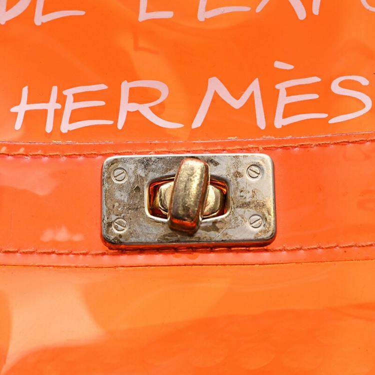 Pre Owned Hermes Orange Vinyl Kelly Tote Bag