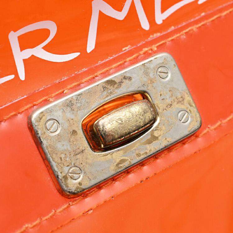 Pre Owned Hermes Orange Vinyl Kelly Tote Bag