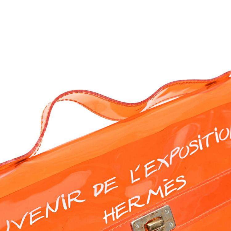 Pre Owned Hermes Orange Vinyl Kelly Tote Bag