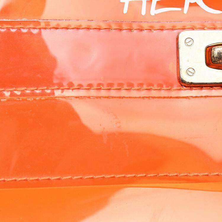 Pre Owned Hermes Orange Vinyl Kelly Tote Bag