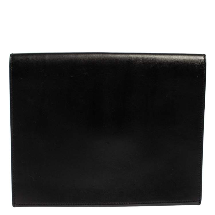 Pre Owned Hermes Noir Veau Villandry Leather Cinhetic Clutch
