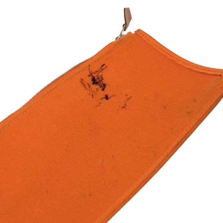 Pre Owned Hermes Orange/Natural Canvas and Leather Herbag Zip 31 Bag