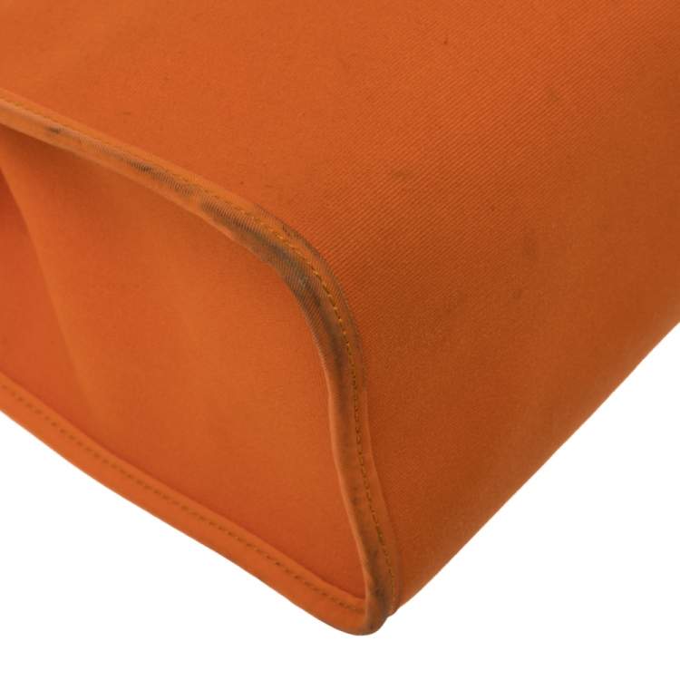 Pre Owned Hermes Orange/Natural Canvas and Leather Herbag Zip 31 Bag