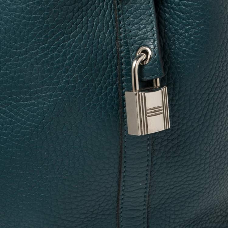 Pre Owned Hermes Malachite Clemence Leather Picotin Lock 18 Bag