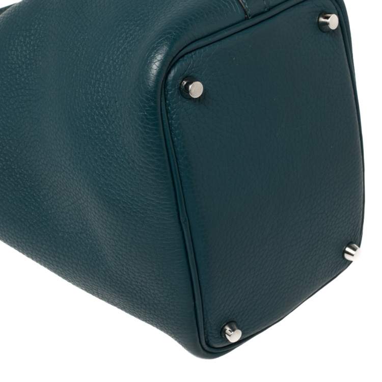 Pre Owned Hermes Malachite Clemence Leather Picotin Lock 18 Bag