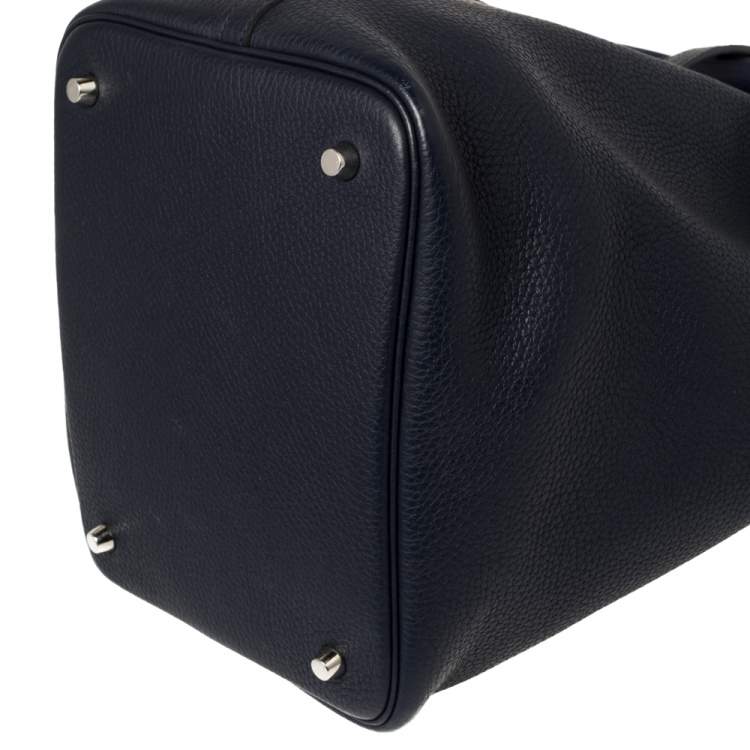 Pre Owned Hermes Bleu Nuit Taurillon Clemence Leather Picotin Lock 22 Bag