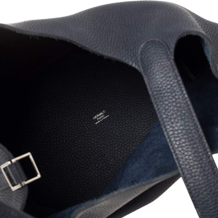 Pre Owned Hermes Bleu Nuit Taurillon Clemence Leather Picotin Lock 22 Bag