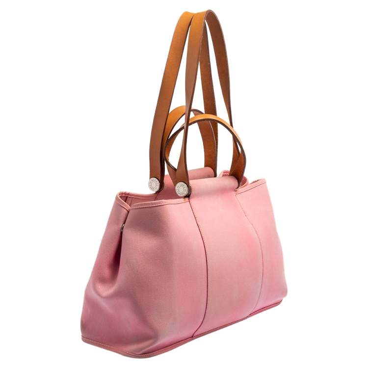 Pre Owned Hermes Rose Pink Canvas Cabag Elan Tote 