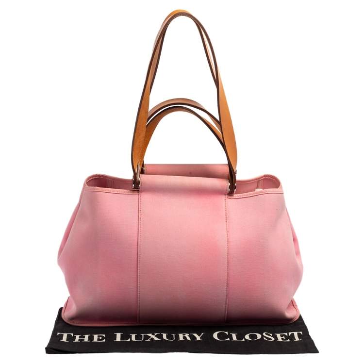 Pre Owned Hermes Rose Pink Canvas Cabag Elan Tote 