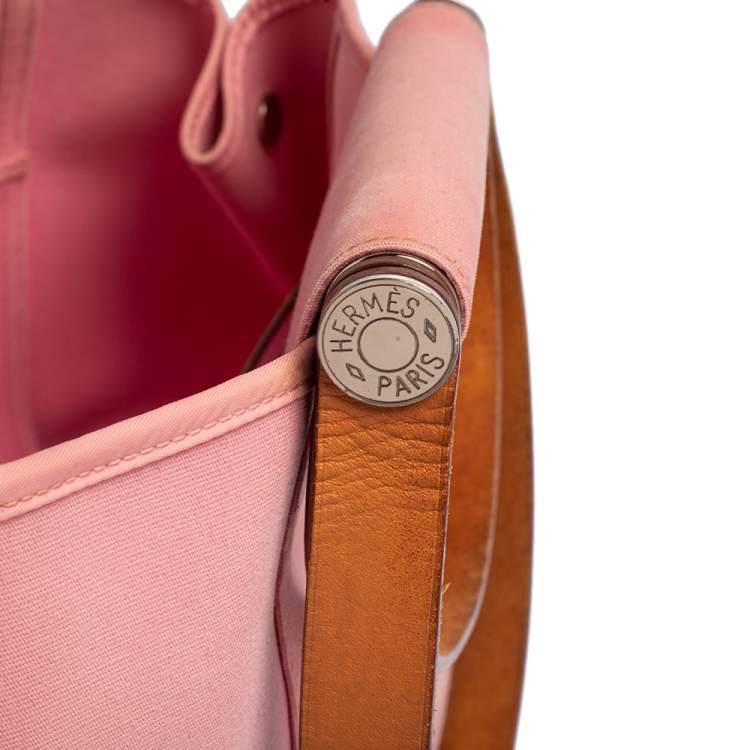 Pre Owned Hermes Rose Pink Canvas Cabag Elan Tote 
