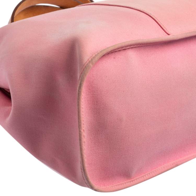 Pre Owned Hermes Rose Pink Canvas Cabag Elan Tote 