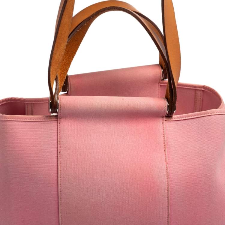 Pre Owned Hermes Rose Pink Canvas Cabag Elan Tote 