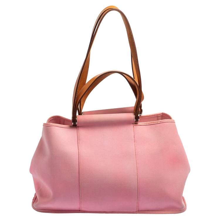 Pre Owned Hermes Rose Pink Canvas Cabag Elan Tote 