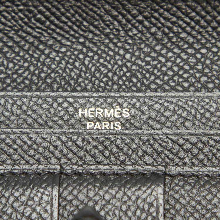 Pre Owned Hermes Black Leather Epsom Bearn Long Wallet