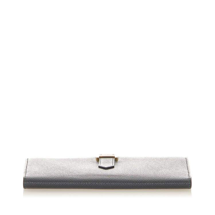 Pre Owned Hermes Black Leather Epsom Bearn Long Wallet