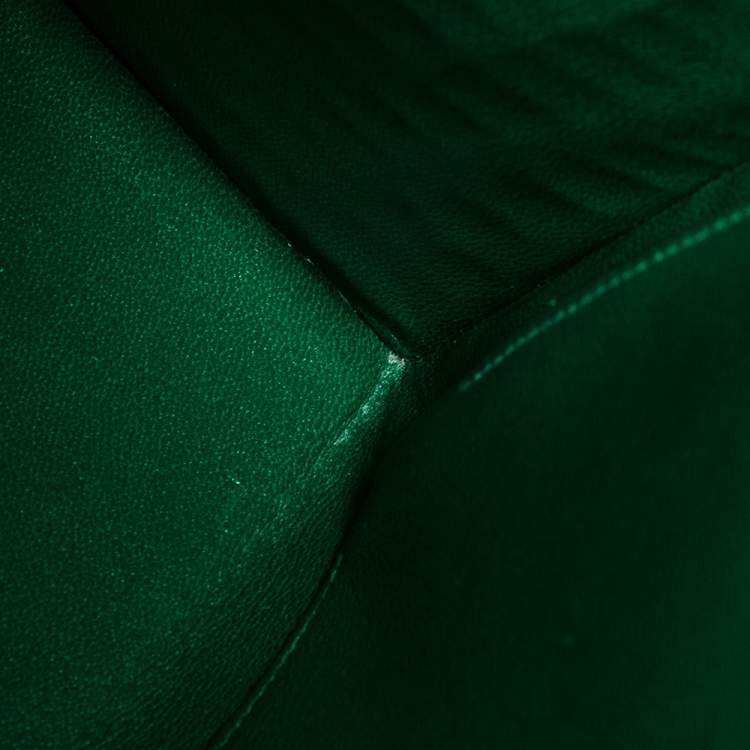 Pre Owned Hermès Vert Emerald Shine Crocodile Porosus Palladium Finished Kelly Sellier 35 Bag