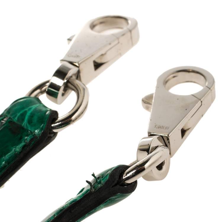 Pre Owned Hermès Vert Emerald Shine Crocodile Porosus Palladium Finished Kelly Sellier 35 Bag