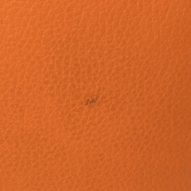 Pre Owned Hermes Orange Togo Leather Lock Picotin PM Bag