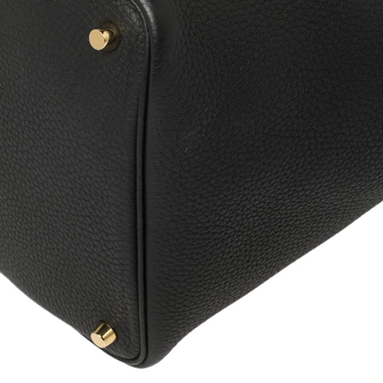 Pre Owned Hermes Black Clemence Leather Lock Picotin PM Bag