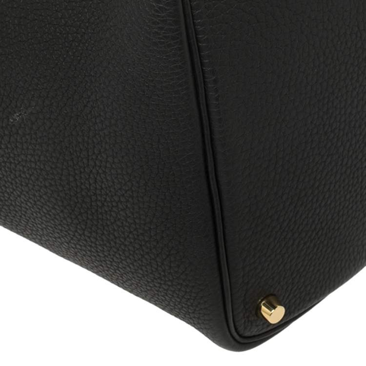Pre Owned Hermes Black Clemence Leather Lock Picotin PM Bag