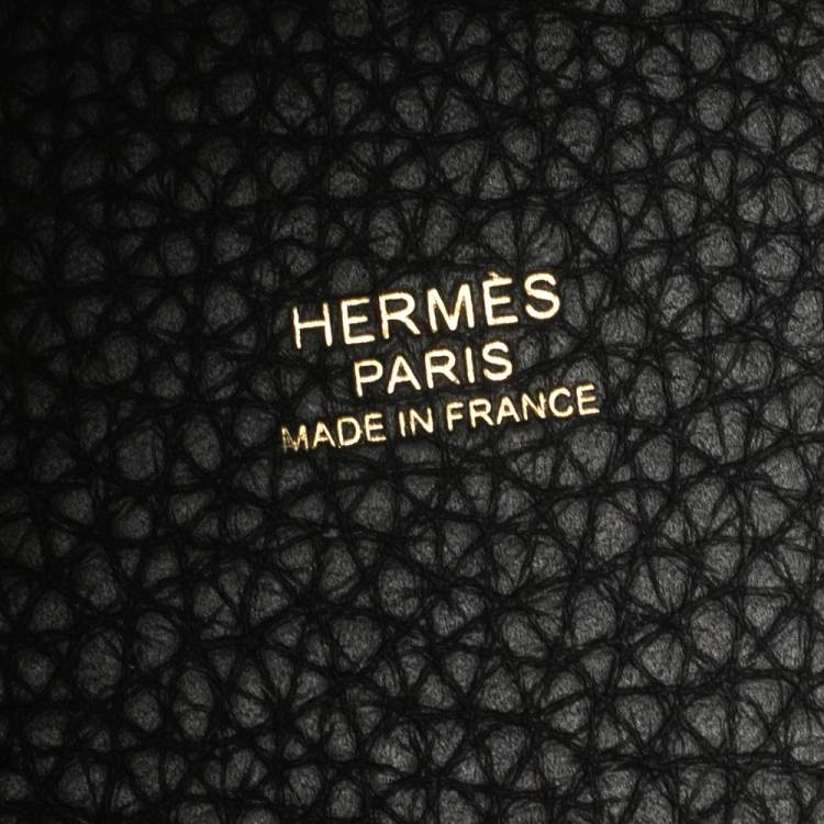 Pre Owned Hermes Black Clemence Leather Lock Picotin PM Bag