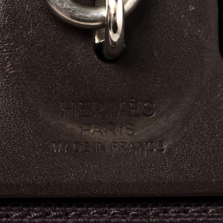 Pre Owned Hermes Cacao/Prune Canvas and Leather Herbag Zip 31 Bag