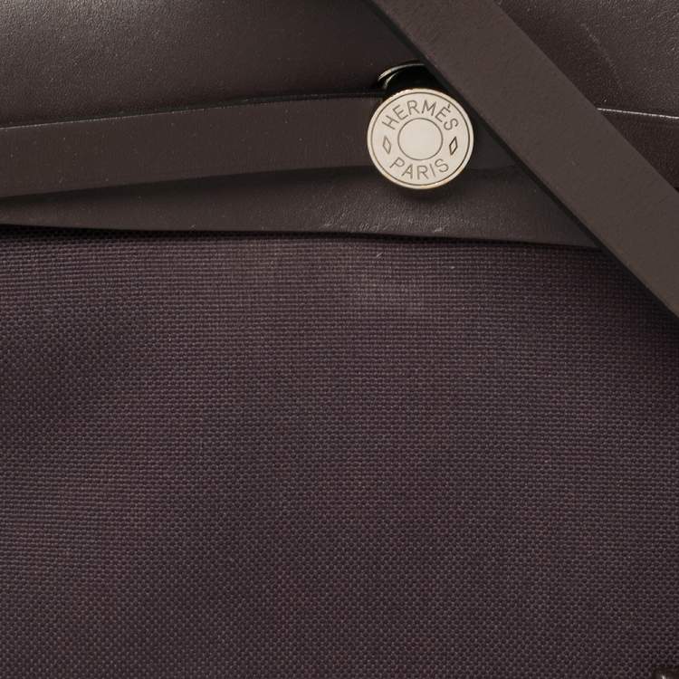 Pre Owned Hermes Cacao/Prune Canvas and Leather Herbag Zip 31 Bag