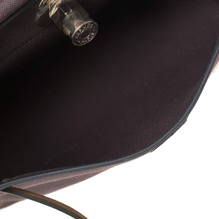 Pre Owned Hermes Cacao/Prune Canvas and Leather Herbag Zip 31 Bag