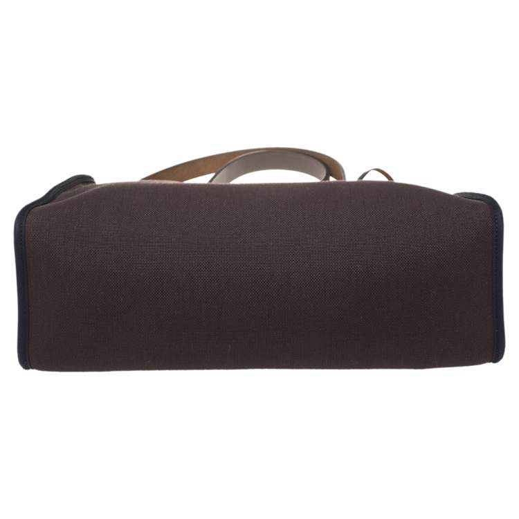 Pre Owned Hermes Cacao/Prune Canvas and Leather Herbag Zip 31 Bag