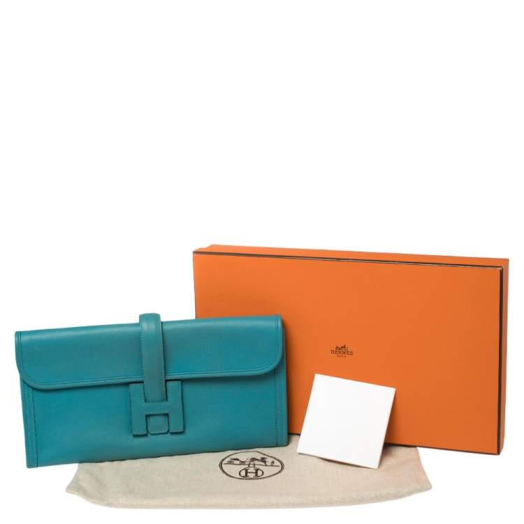 مملوكة مسبقًا Hermès Blue Paon Swift Leather Elan Jige 29 Clutch