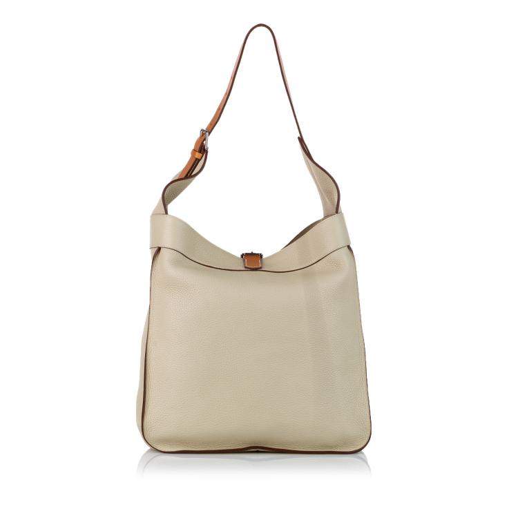 Pre Owned Hermes Beige Leather Large Marwari GM Hobo Bag