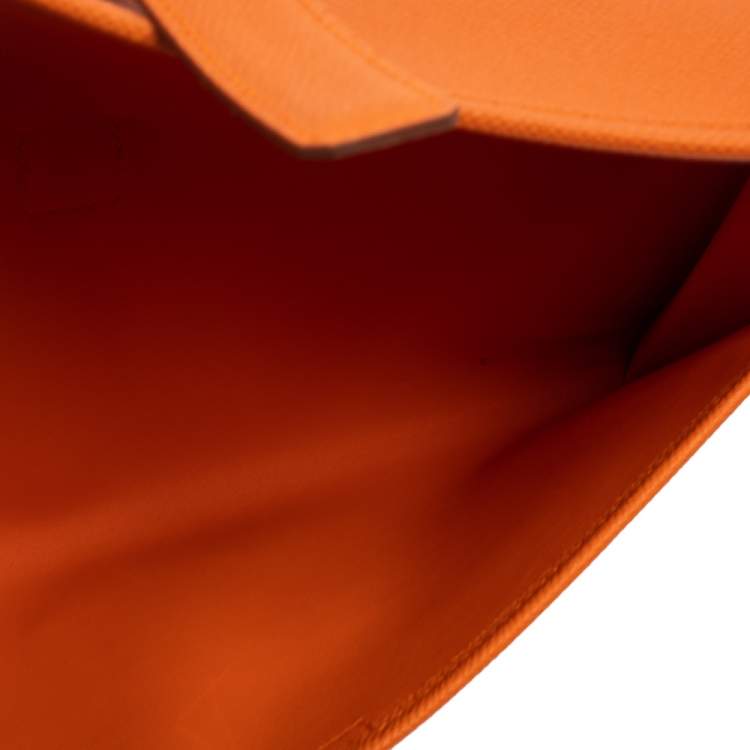 Pre Owned Hermes Orange Epsom Leather Elan Jige 29 Clutch