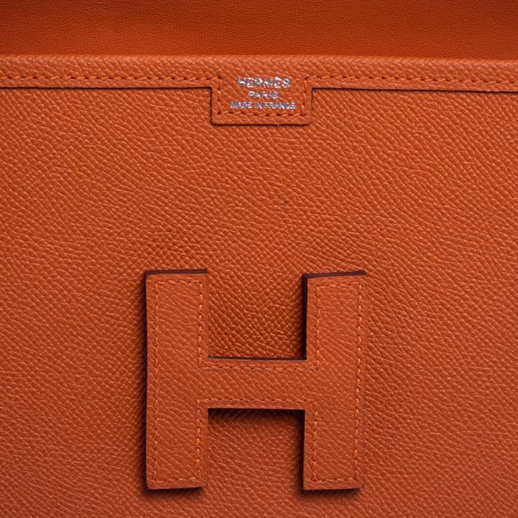 Pre Owned Hermes Orange Epsom Leather Elan Jige 29 Clutch