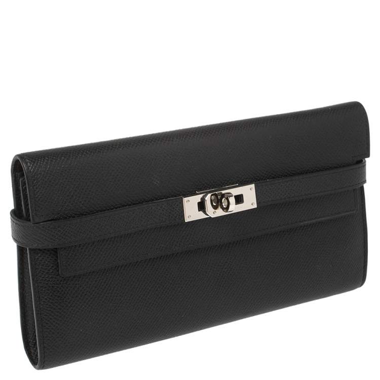 Pre Owned Hermes Black Epsom Leather Long Kelly Wallet