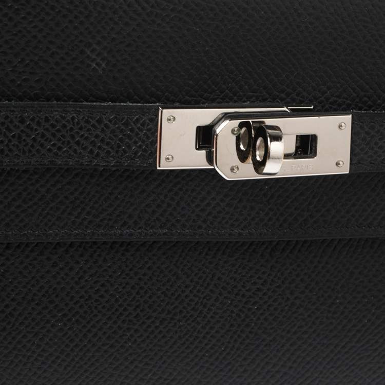 Pre Owned Hermes Black Epsom Leather Long Kelly Wallet