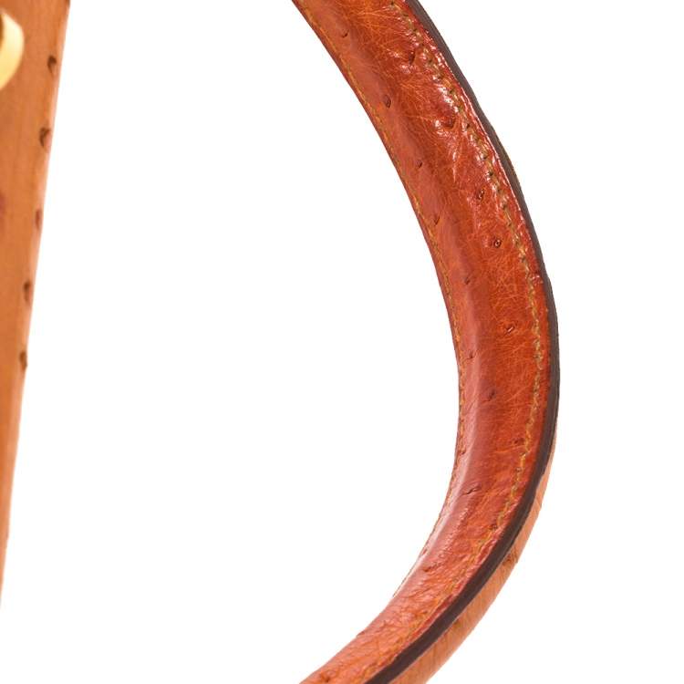 Pre Owned Hermes Orange Ostrich Gold Finished Kelly Sellier 32 Bag